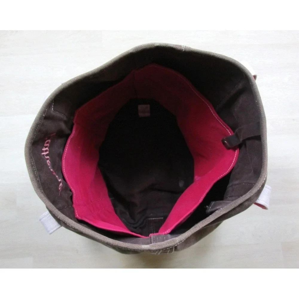 Vintage Y2K Lands End Tote Bag Heavyweight‎ Canvas Brown Pink 